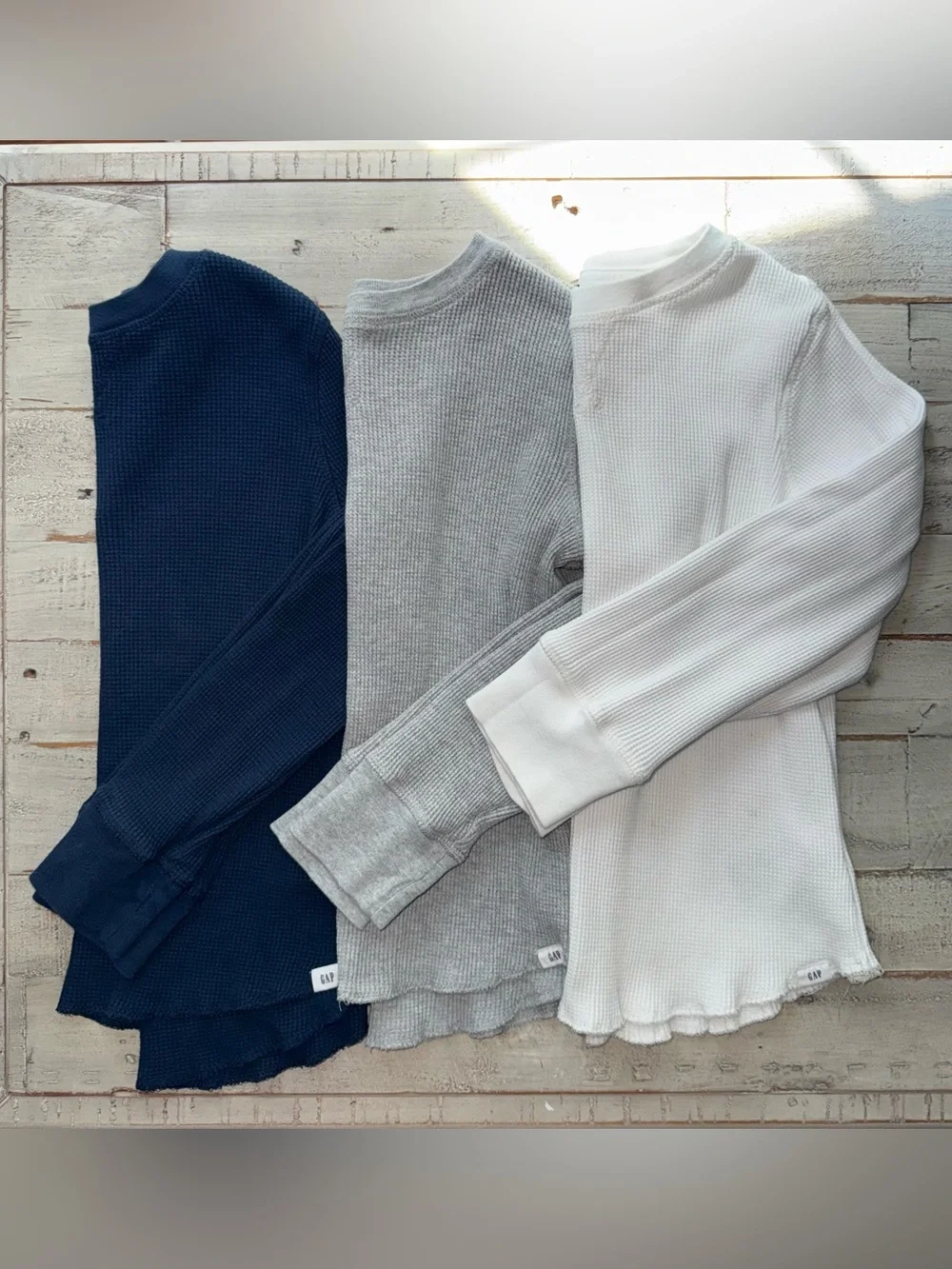 Gap Kids bundle of 3 long sleeve waffle shirts size small 5-6 years VGUC